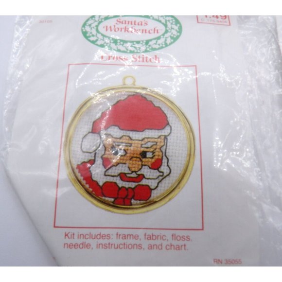 4 Mini Counted Cross Stitch Kits NOS Angel Ornmanet, Goose Santa  & Elf w frames - Picture 5 of 6